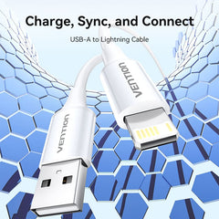 USB 2.0 Type-A Male to Lightning Male 2.4A Cable | 27W PD | Compatible with iPhone 8/X/11/12/13/iPhone 14