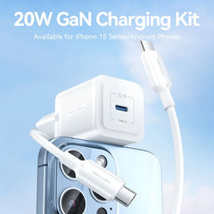 Vention 1-Port USB-C GaN Charger 20W with USB-C to USB-C Cable | TZ-FEPWO-EU \ TZFEPB0-EU |1M EU-Plug