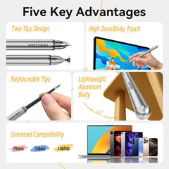 Vention 2-in-1 Stylus Pen Gray Aluminum Alloy Type | KQMH0