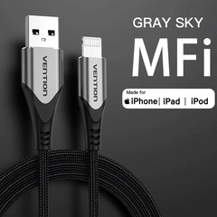 Vention USB Cable for iPhones | MFi Certified | 2.4A Fast Charging Cable | 1.5M
