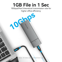 Vention M.2 NVMe SSD Enclosure | KPGH0 | NVMe SATA to USB 3.1 Gen2 C 10Gbps SSD Adapter Support Phone Tablet PC USAP NVMe M2 SSD Case
