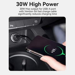 Vention USB Car Charger | FFFH0 | Quick Charge SCP QC4.0 QC3.0 30W Type C PD Car Fast Charging for Xiaomi Huawei iPhone PD Charger