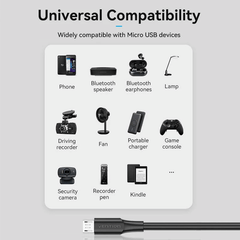 Vention USB 2.0 A Male to Micro-B Male | CTIBF 2A Cable Black | Aluminum Foil | Fast Charge