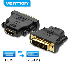 Vention DVI to HDMI Adapter Bi-directional DVI D 24+1 Male to HDMI Female Cable Connector Converter for Projector HDMI to DVI | Gold Plated | ECCB0