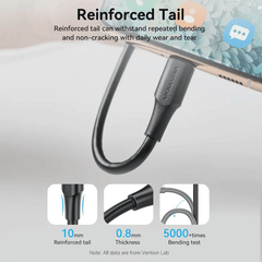 Vention USB 2.0 A Male to Micro-B Male | CTIBF 2A Cable Black | Aluminum Foil | Fast Charge