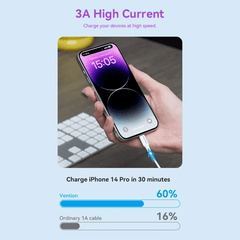 USB 2.0 Type-C Male to Lightning Male 3A Cable | LAJWF | 27W PD | iPhone & iPad