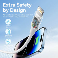 USB 2.0 Type-A Male to Lightning Male 2.4A Cable | 27W PD | Compatible with iPhone 8/X/11/12/13/iPhone 14