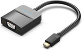 Vention Type-C to VGA Adapter | TDDBB | 1080P HD@60HZ Video, Upgraded Chip Anti-Splash, Double Shielding, Suit for USB-C Interface Mobile Phone / Laptop 0.15 Meter, ABS Type, Black