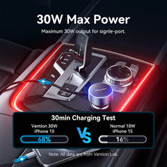 Vention Car Charger with Built-In Cable | FFOB0 | 30W\30W\27W