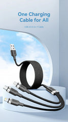 Vention USB 2.0 A Male to 3-in-1 USB-C & Lightning & Micro-B Male 3A Cable Aluminum Alloy Type