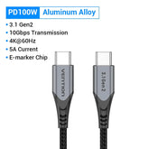 USB C to USB C Cable 100W USB3.1 | Fast PD Cable | MacBook Pro iPad Pro Samsung S20 | 4K 5A USB Type C