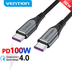USB C to USB C Cable 100W USB3.1 | Fast PD Cable | MacBook Pro iPad Pro Samsung S20 | 4K 5A USB Type C