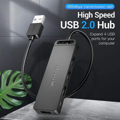 4-Port USB 2.0 Hub With Power Supply | Black | 1M | CHMBF |
