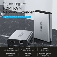 Vention HDMI™ Network Cable Extender 160M – Gray Aluminum Alloy (EU Standard) AKBH0