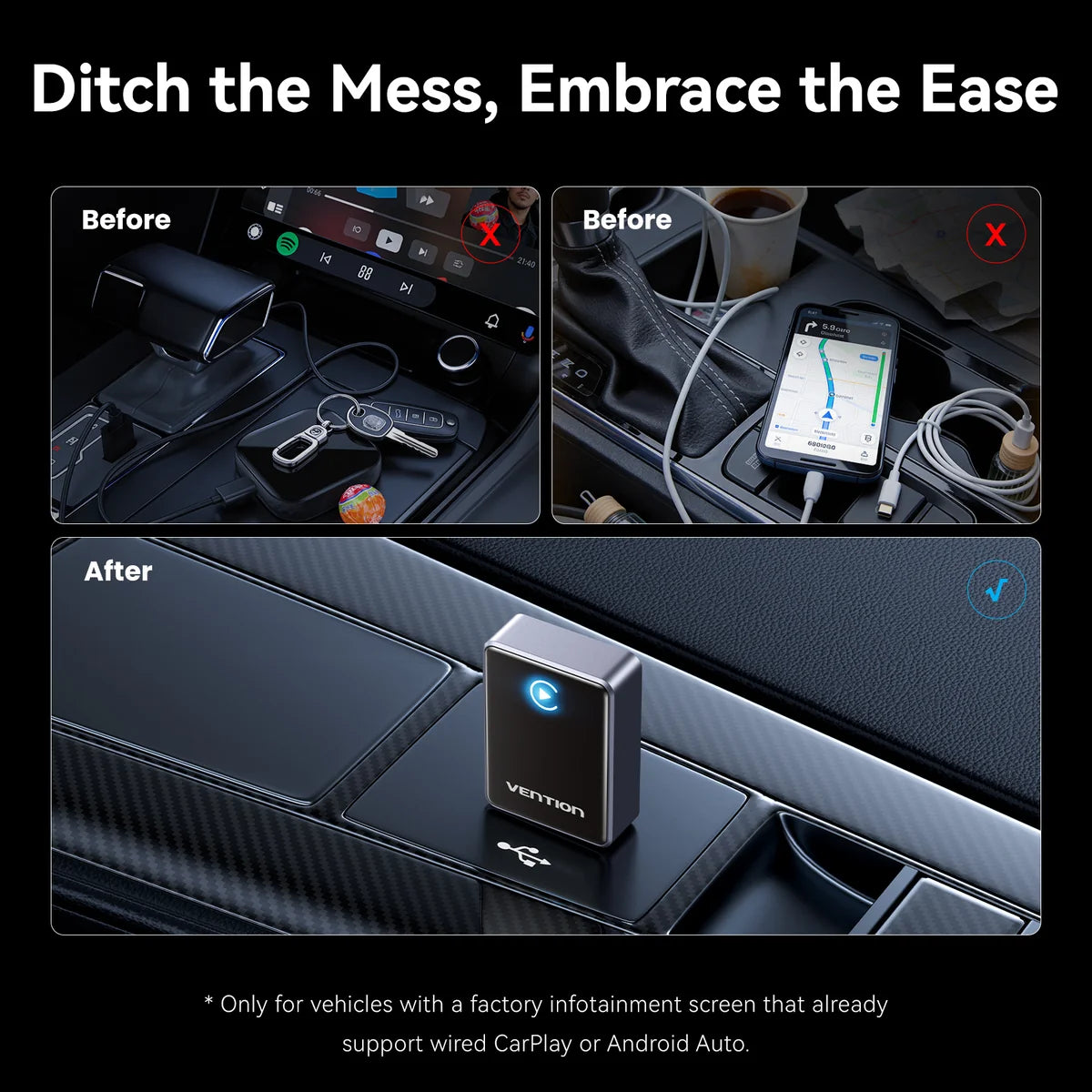 Wireless CarPlay Adapter Box Gray Aluminum Alloy Type | KRYH0