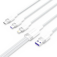 Vention USB 2.0 A Male to 3-in-1 USB-C & Lightning & Micro-B Male 6A Cable 1.5M White Aluminum Alloy Type | CTRWG