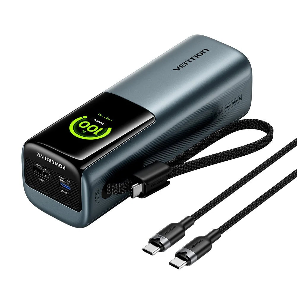 Vention 27000mAh Power Bank (USB-C + USB-C/USB-C/USB-A) 200W Gray TFT Display Type | FKGH0
