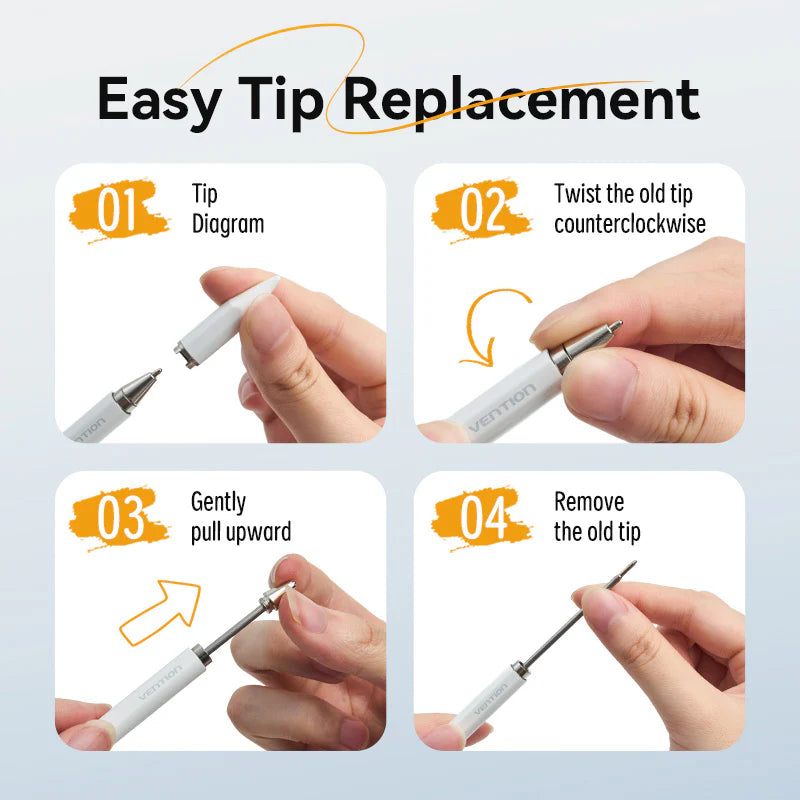 Vention 3-in-1 Magnetic Stylus Pen White Aluminum Alloy Type | KQLW0