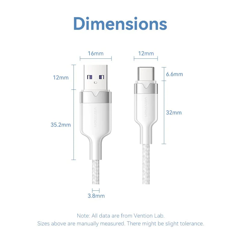 Vention USB 2.0 A Male to C Male | CTOWF Cable | 6A Output | 1M