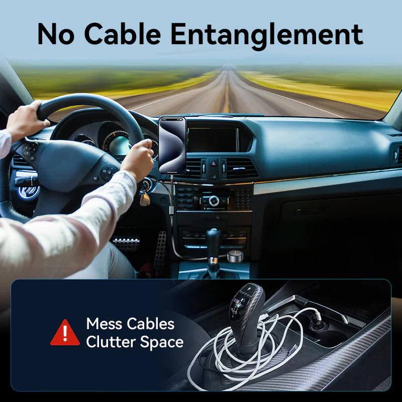 Vention Car Charger with Built-In Cable | FFOB0