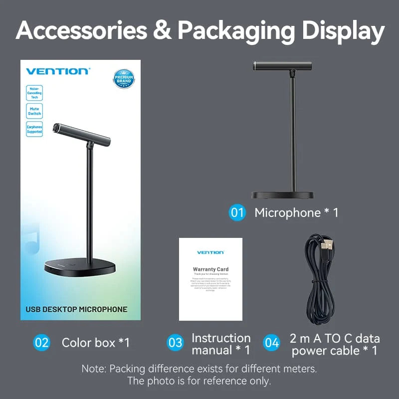 Vention USB Desktop Microphone with Mute Button Black |  NCCB0