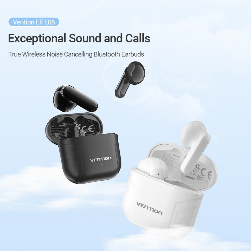 True Wireless Bluetooth Elf Earbuds E05 Black/ White