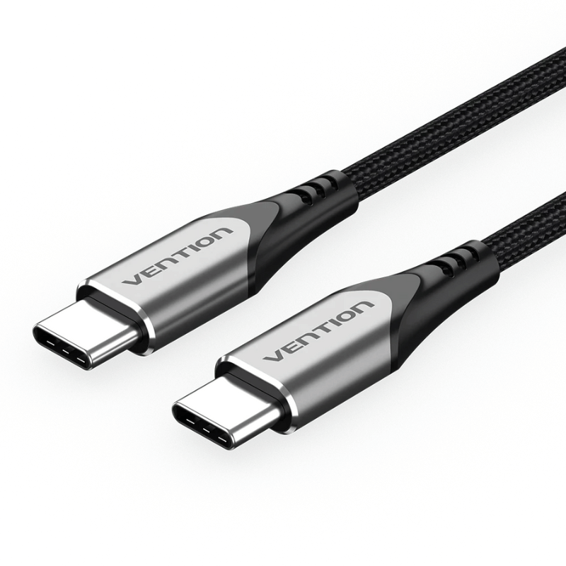 Vention USB 2.0 C Male to C Male Cable |Gray Aluminum Alloy Type | 1 Meter| 60W PD | Comaptible With MacBook Air , Samsung S Series , Huawei , iPhone