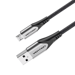 Cotton Braided USB 2.0 A Male to Micro-B Male 3A Cable Gray Aluminum Alloy Type | Fast Charging Speed