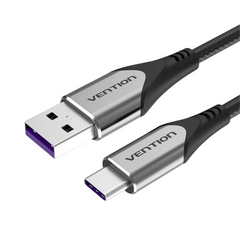 Vention USB-C to USB 2.0- 5A Fast Charging Cable 1M Gray | Aluminum Alloy Type | Nylon Braided