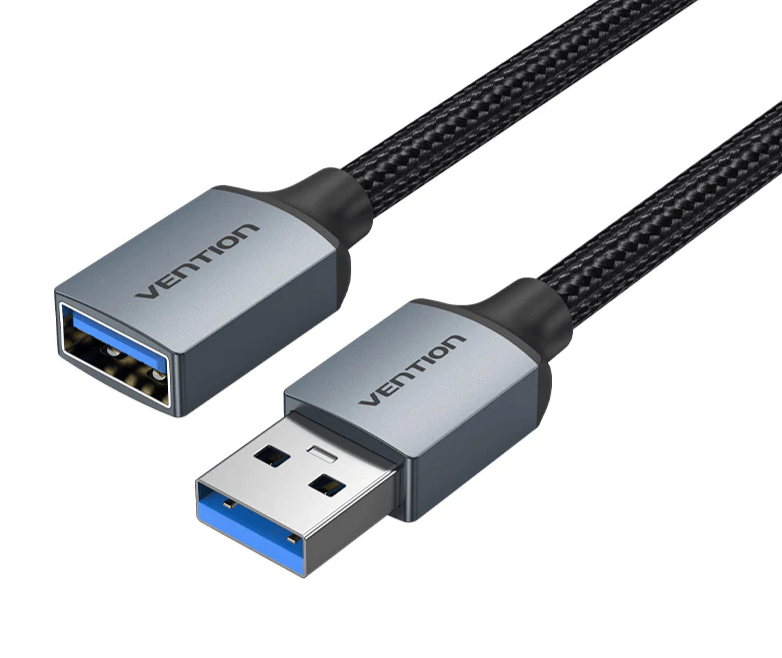 Vention Cotton Braided USB 3.0 Type A Male to Female Extension Cable 3M Gray Aluminum Alloy Type | CBLHI