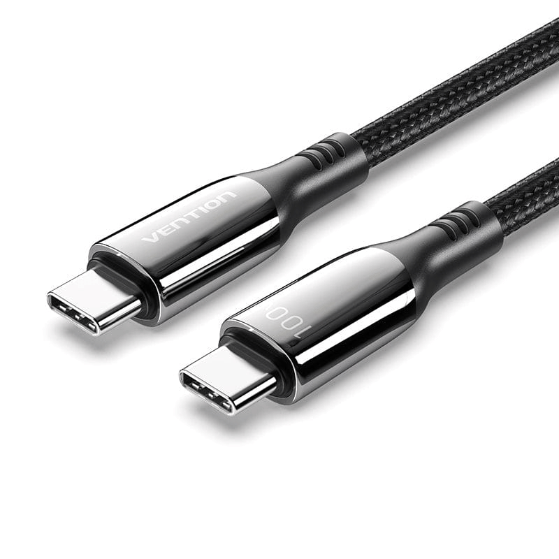 Cotton Braided USB 2.0 C Male to C Male 5A Cable Black Zinc Alloy Type | 100W PD | Power Charging 2 in 1