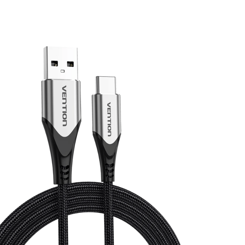 Vention Cotton Braided USB 2.0 A Male to C Male 3A Cable |Aluminum Foil+GND | Fast Charge Tecno , Redmi , OPPO , Xiaomi , Huawei