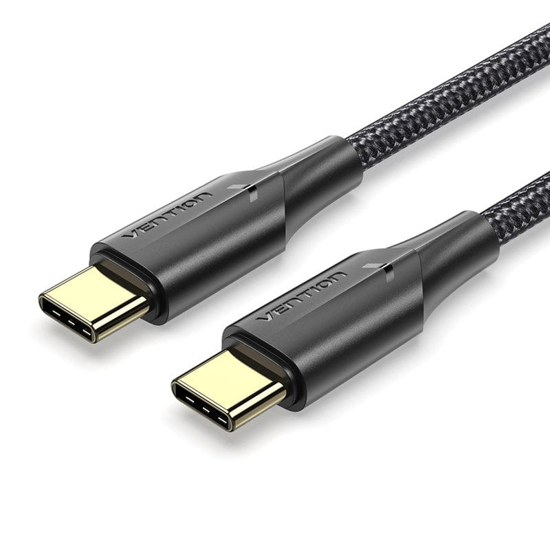 Vention Nylon Braided USB 2.0 C Male to C Male 3A Cable | 1M | Aluminum Foil+Metal Braided Mesh+GND | LED Indicator