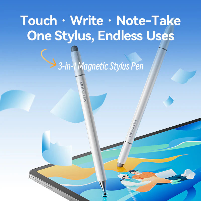 Vention 3-in-1 Magnetic Stylus Pen White Aluminum Alloy Type | KQLW0