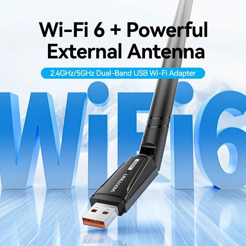 Vention AX900 USB Wi-Fi Dual Band Adapter With High Gain Antenna Black | KDWB0
