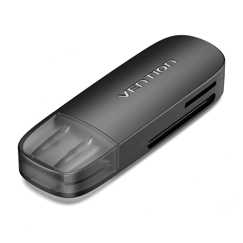 Vention 2-in-1 USB 3.0 A Card Reader(SD+TF) Black Single Drive Letter | CLKB0