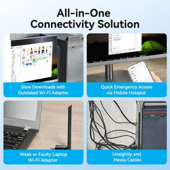 Vention AX900 USB Wi-Fi Dual Band Adapter With High Gain Antenna Black | KDWB0
