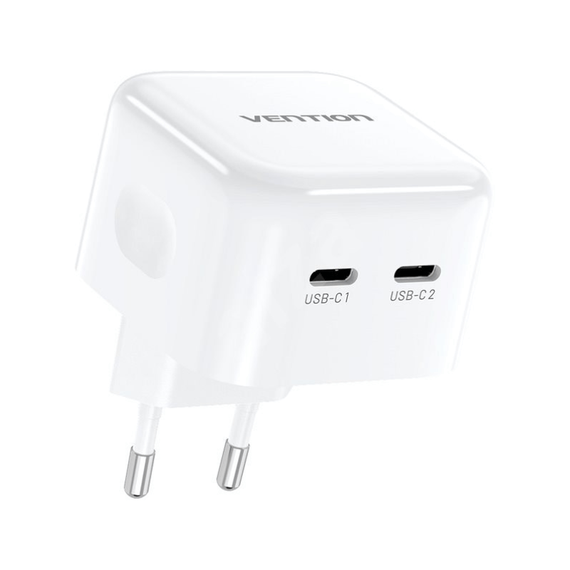 Vention GaN FAST Charger | 2 x Port Type-C Each Port Support 35W | Compatible With Laptop, Tablet, Switch , Phone at high speed |EU Plug