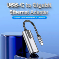 USB-C to Gigabit Ethernet Adapter 0.15M Gray Aluminum Alloy Type | USB 3.1 Gen 1-C/RJ45 Interface | CFNHB