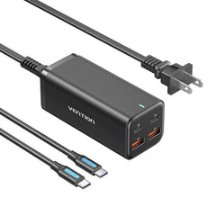 Vention 4-Port USB (C + C + A + A) GaN Charger (100W/ 100W/ 18W/ 18W) EU | Charge Upto 4 Devices