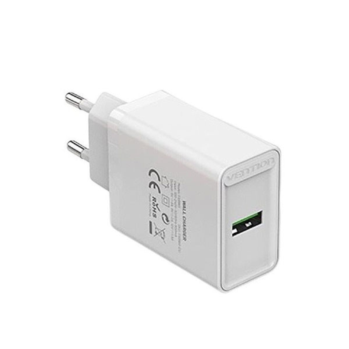 Vention 1-Port Usb Wall Charger 18W | Eu-Plug | Support Apple, Samsung, Vivo , OPPO , Tecno , Huawei, Xiaomi