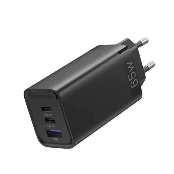 Vention 3-PORT USB C+C+A GaN Charger 65W/30W/30W | EU-PLUG |