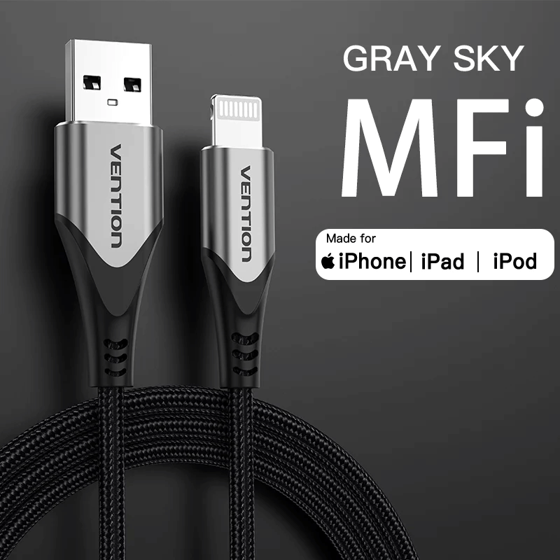 Vention  USB Cable for iPhones | MFi Certified |  2.4A Fast Charging  Cable | 1.5M