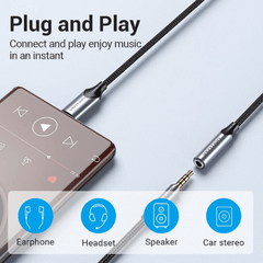 Vention USB-C Male to Earphone Jack With DAC Adapter 1M