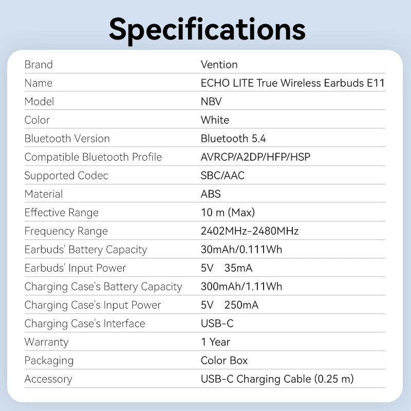 Echo Lite E11 True Wireless Bluetooth Earbuds | NBVB0