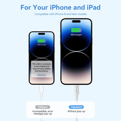 USB 2.0 Type-C Male to Lightning Male 3A Cable | 27W PD | iPhone & iPad | LAJWF