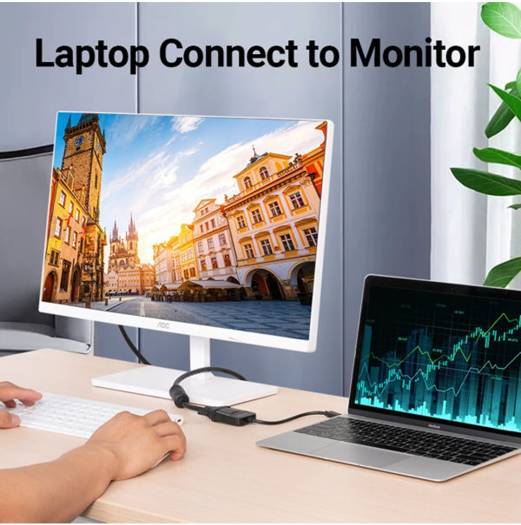Vention Type-C to VGA Adapter | TDDBB | 1080P HD@60HZ Video, Upgraded Chip Anti-Splash, Double Shielding, Suit for USB-C Interface Mobile Phone / Laptop 0.15 Meter, ABS Type, Black