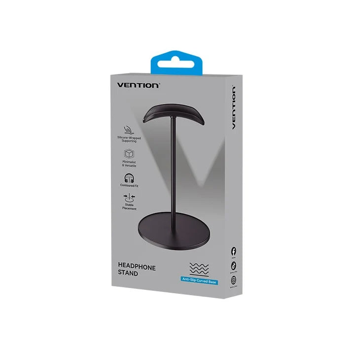 Vention Premium U-Shaped Desktop Headphone Stand Black ABS + Rubber-Coated Metal Type | KSOB0