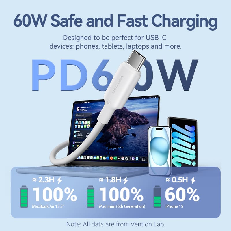 Vention USB 2.0 Type-C Male to Type-C Male 3A Cable PVC Type | TRCWF | TRCBF