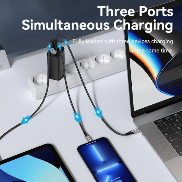 Vention 3-PORT USB C+C+A GaN Charger 65W/30W/30W | EU-PLUG |